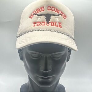 Miranda Lambert Women’s White Hat Cap, Here Comes Trouble, Longhorn Snap Back